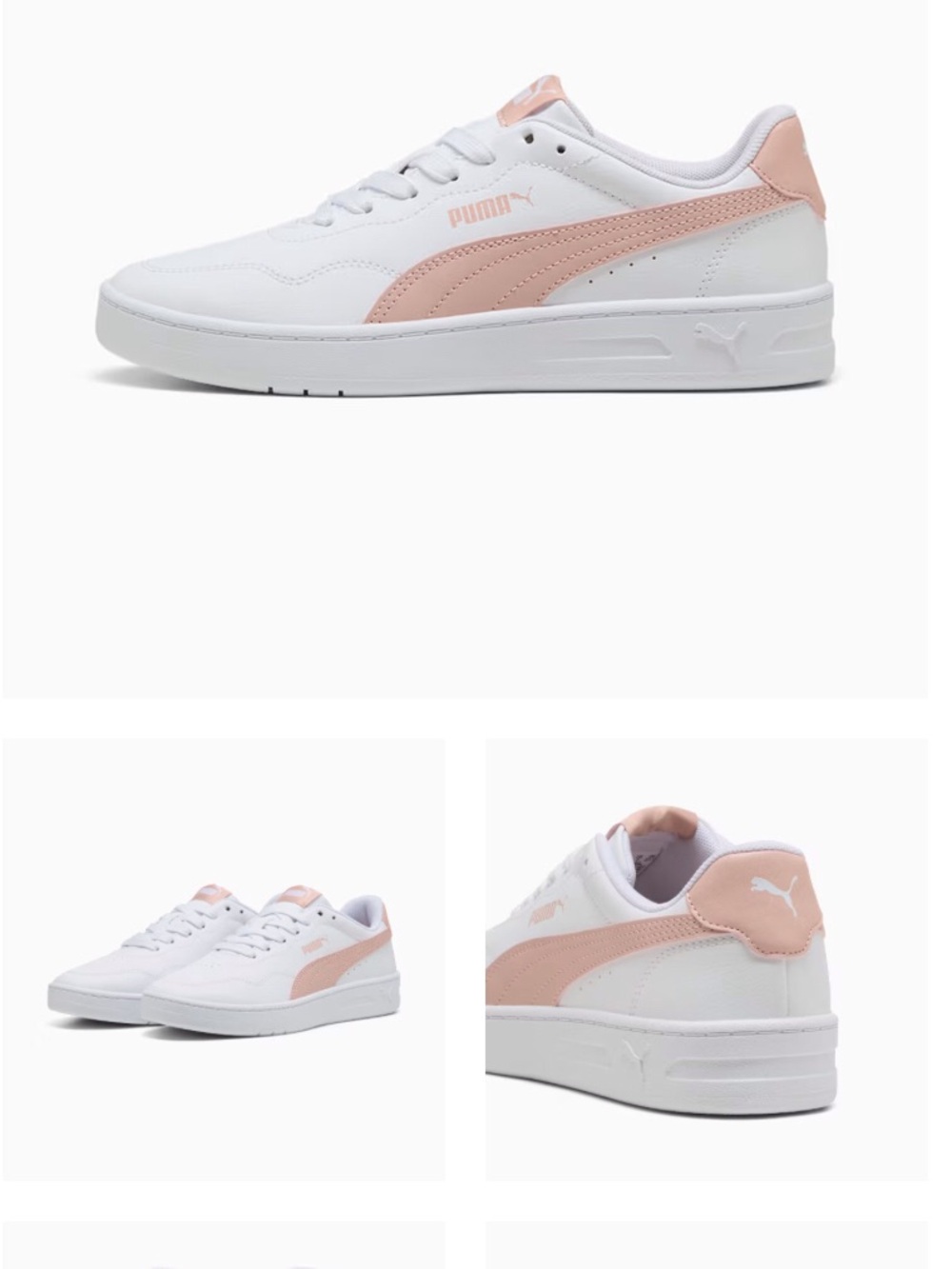 Puma White Sneakers with Blush Pink Accents